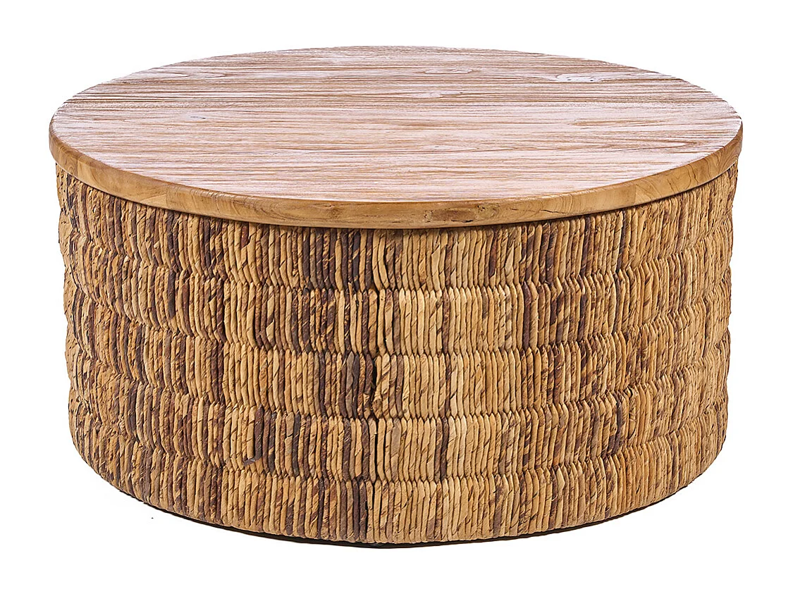 Mesa De Centro Redonda Magani De Abaca - Natural