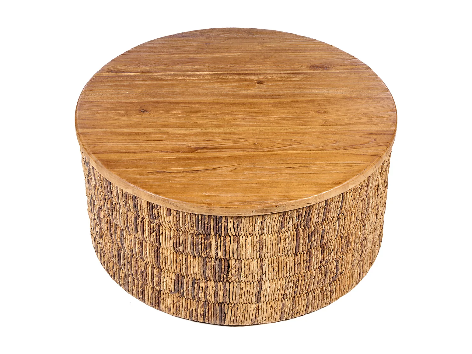 Mesa De Centro Redonda Magani De Abaca - Natural
