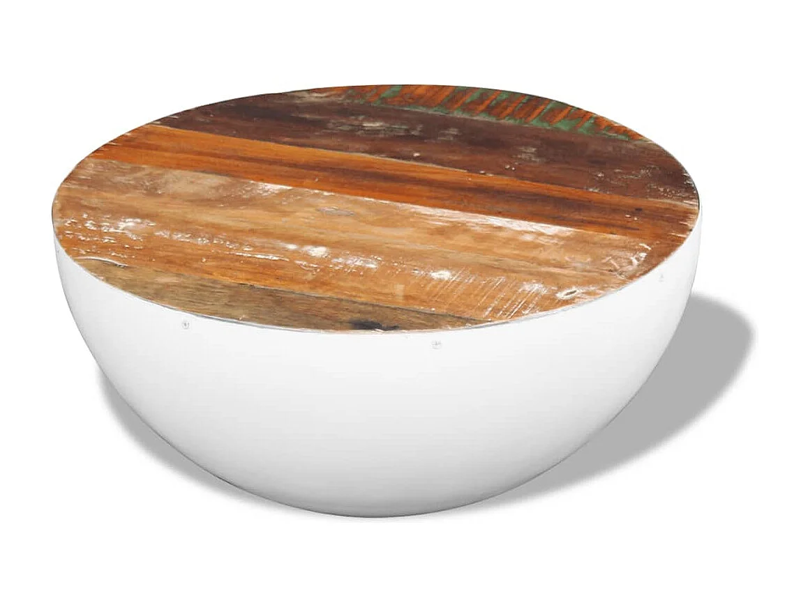 Table basse Forme de bol Bois de récupération massif 60x60x30cm