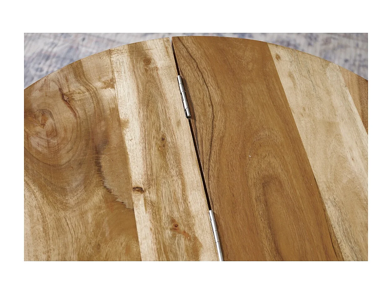 Mesa baja TRIANE 60 cm con cofre - Tablero de madera de acacia y estructura de aluminio cobre martillado