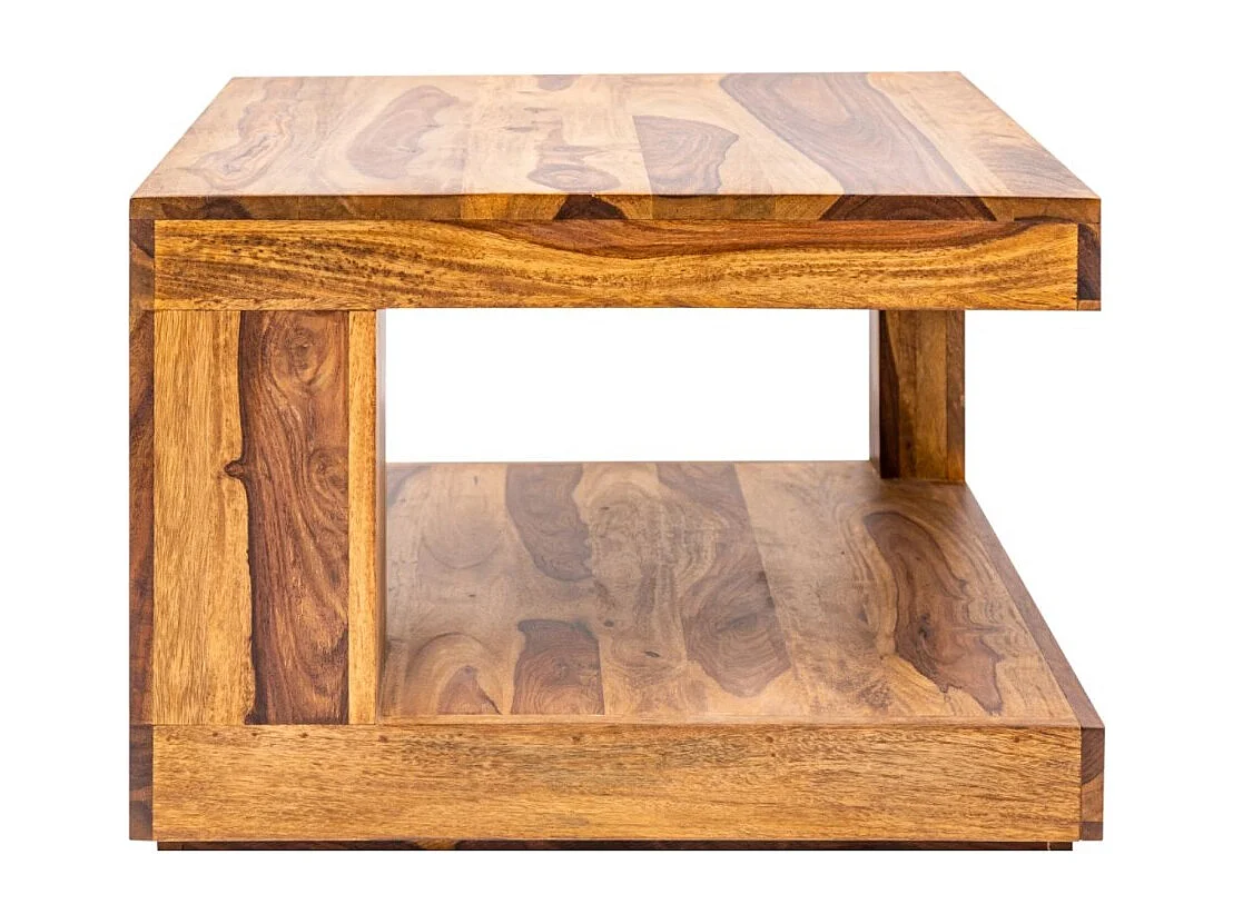 Table basse GRADI 60 cm en bois massif de Sheesham – Table basse carrée avec espace de rangement