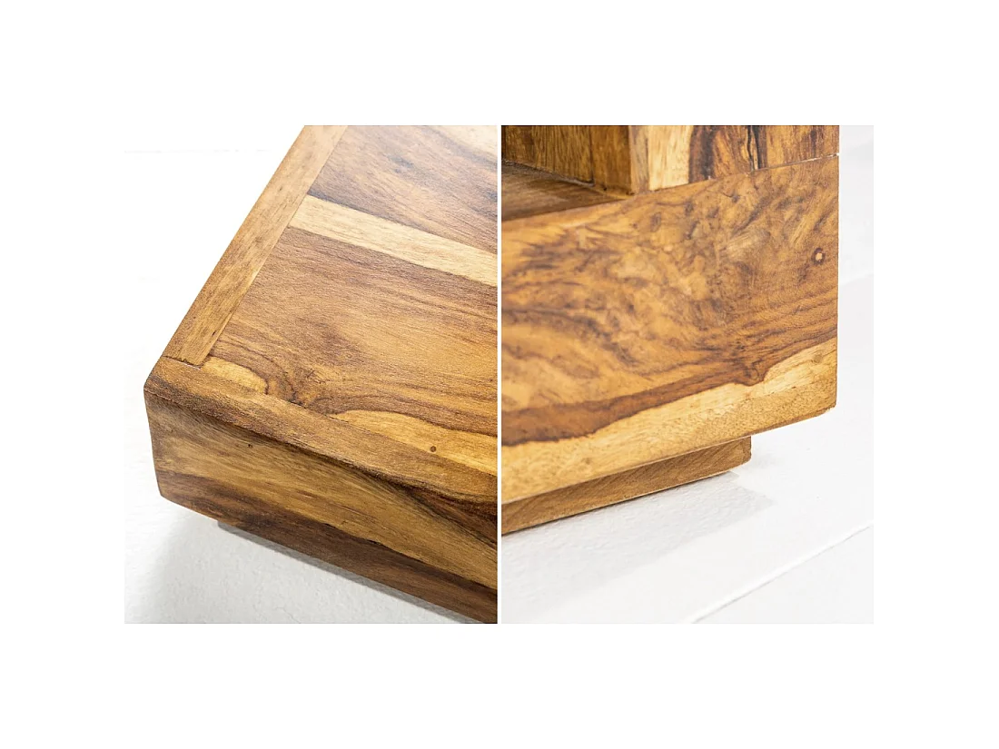 GRADI salontafel 60 cm in massief Sheesham hout – Vierkante salontafel met opbergruimte