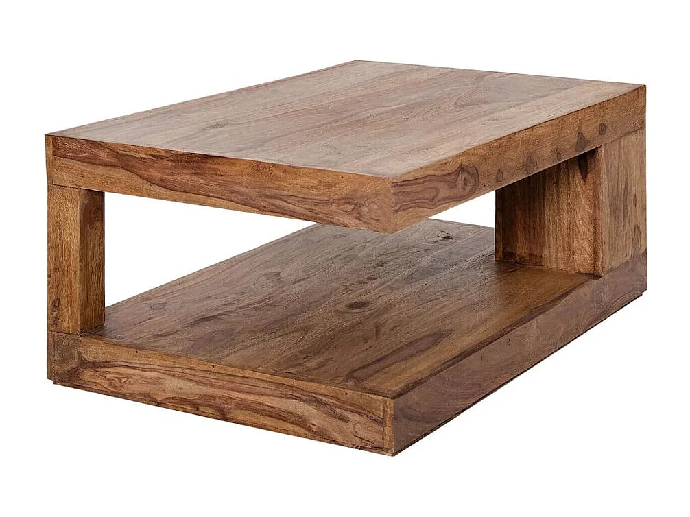 Table basse GRADI 90 cm en bois massif de Sheesham – Table basse rectangulaire avec rangement
