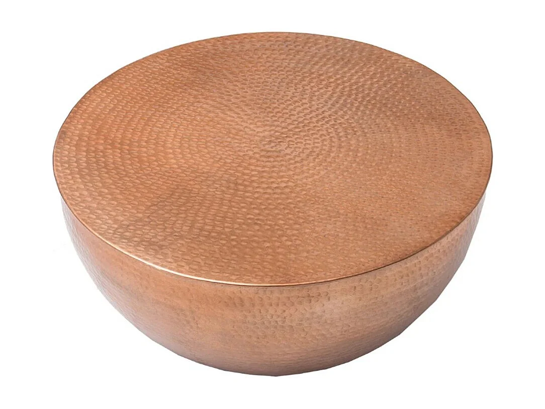 Mesa baja TRIANE 60 cm en aluminio bronce martillado – Mesa baja redonda de diseño