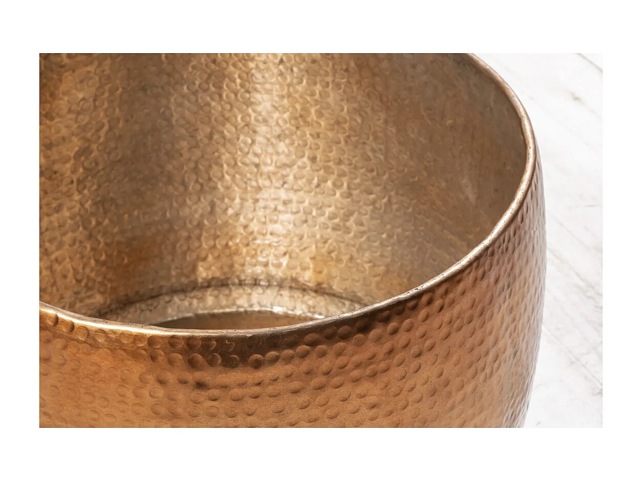 Mesa baja TRIANE 60 cm en aluminio bronce martillado – Mesa baja redonda de diseño