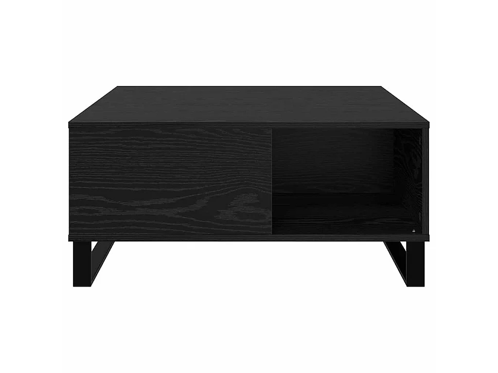 Mesa de centro de tablero de madera roble negro, 80 × 80 × 36,5 cm
