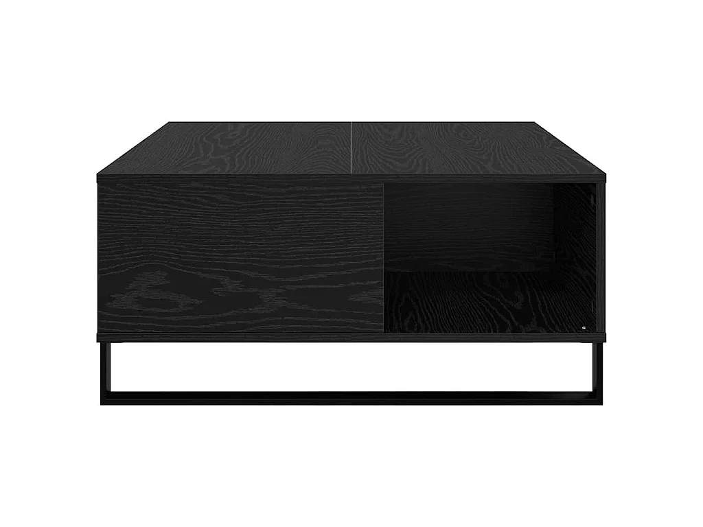 Mesa de centro de tablero de madera roble negro, 80 × 80 × 36,5 cm