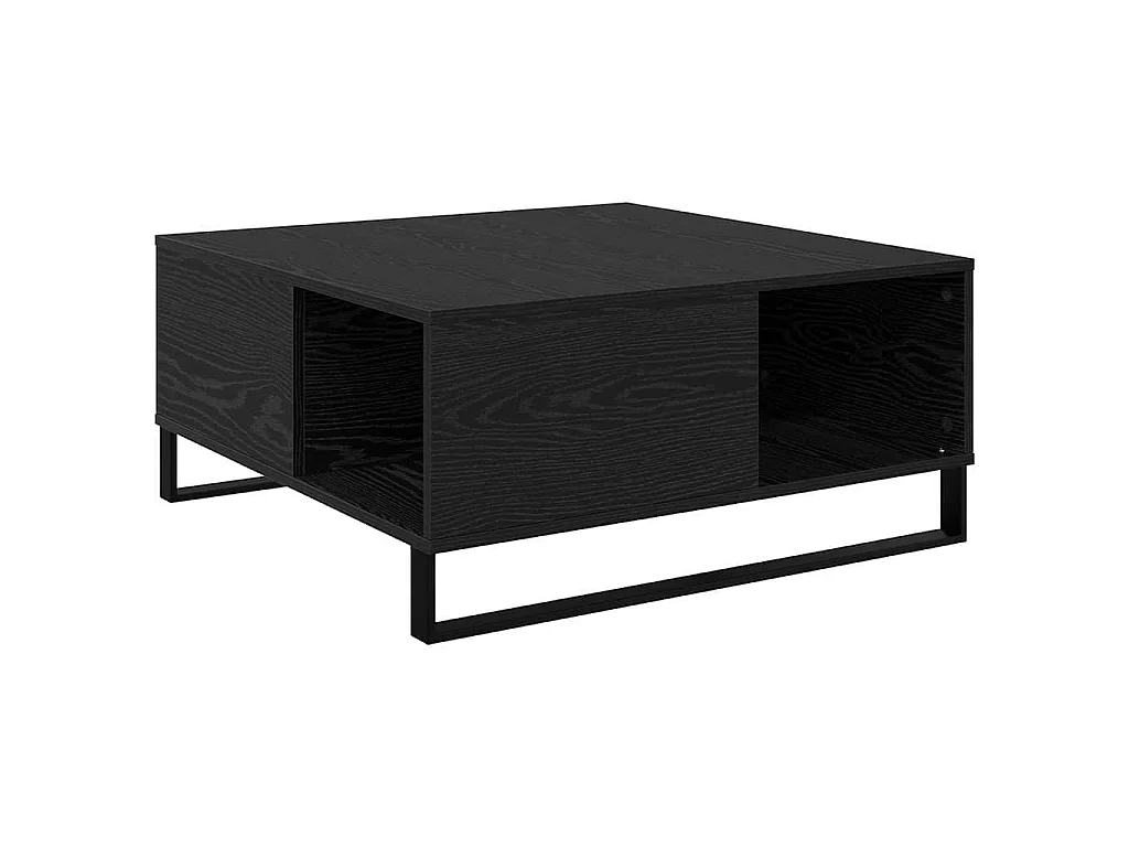 Mesa de centro de tablero de madera roble negro, 80 × 80 × 36,5 cm