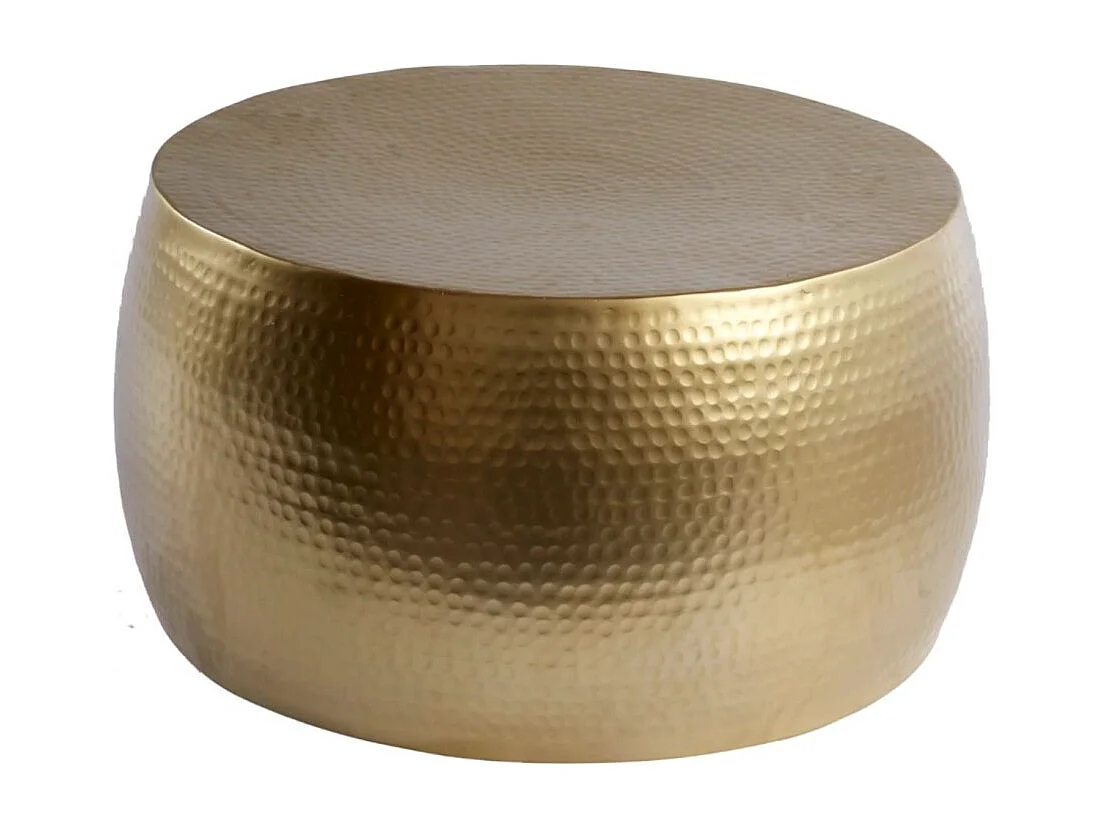 Table basse TRIANE 60 cm en aluminium doré – Table basse ronde design effet martelé