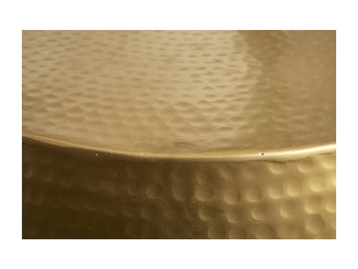 Table basse TRIANE 60 cm en aluminium doré – Table basse ronde design effet martelé