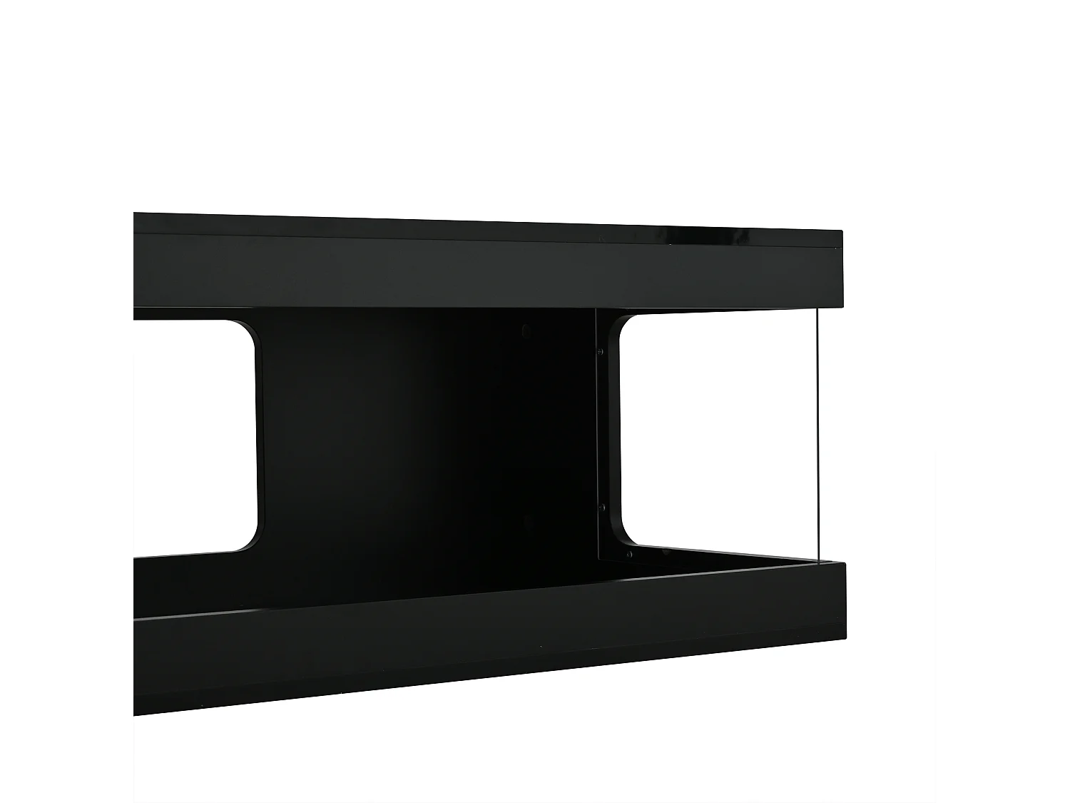 Sofabord 100x50x35 cm - Glansfuld finish - LED-belysning - Åben opbevaring - Spånplader - Sort