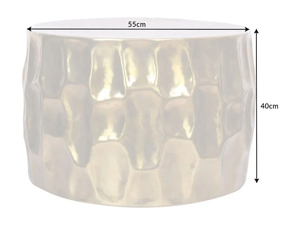 Table basse TRIANE dorée 55 cm – Aluminium martelé design sculpté