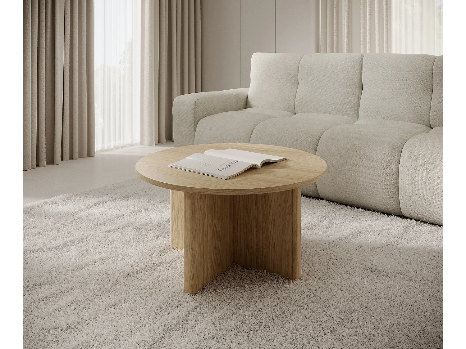 Couchtisch, geölte Eiche, 90 x 49,4 x 90 cm