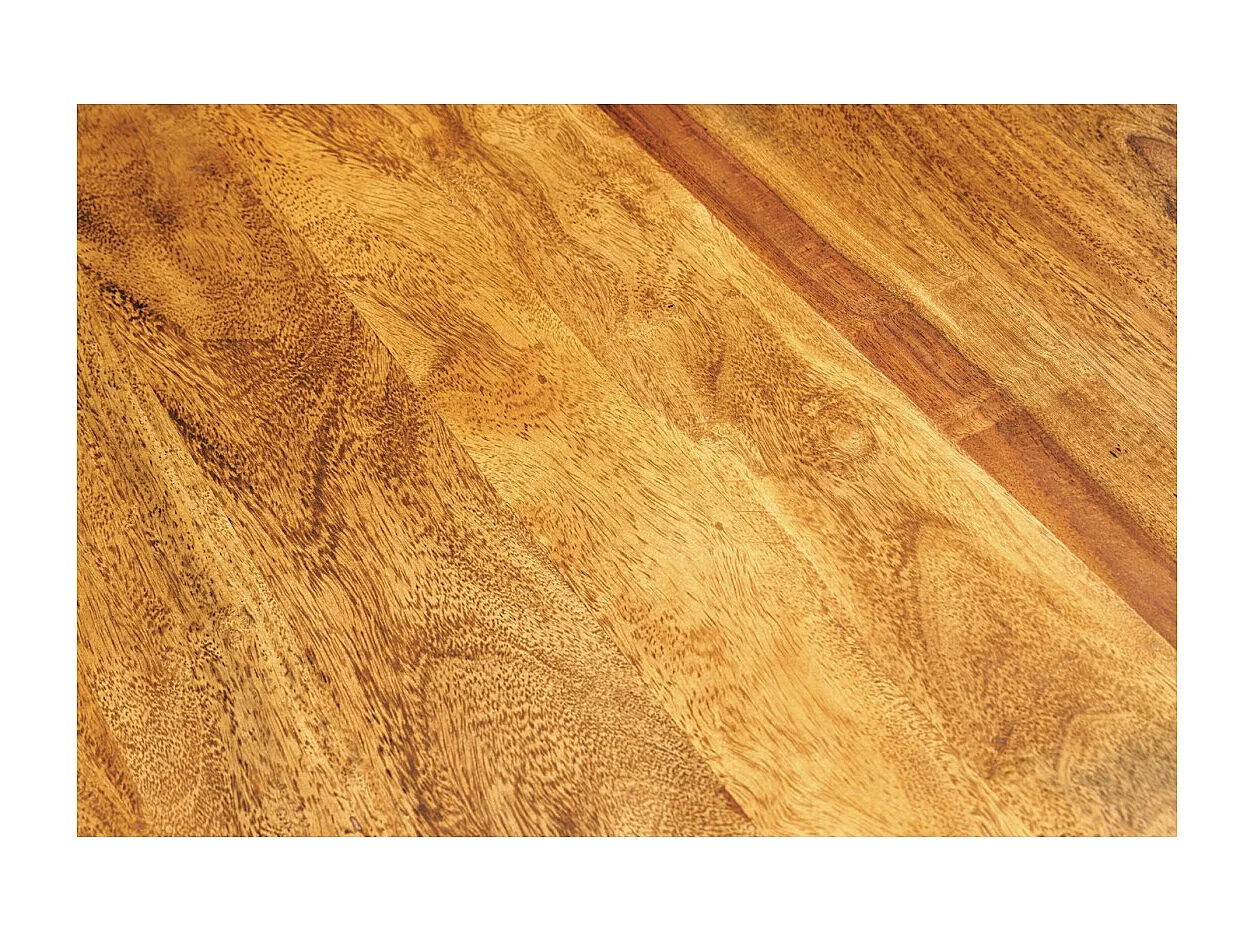 Table basse GRADI 60 cm en bois massif de Sheesham et métal – Table basse carrée industrielle avec niche
