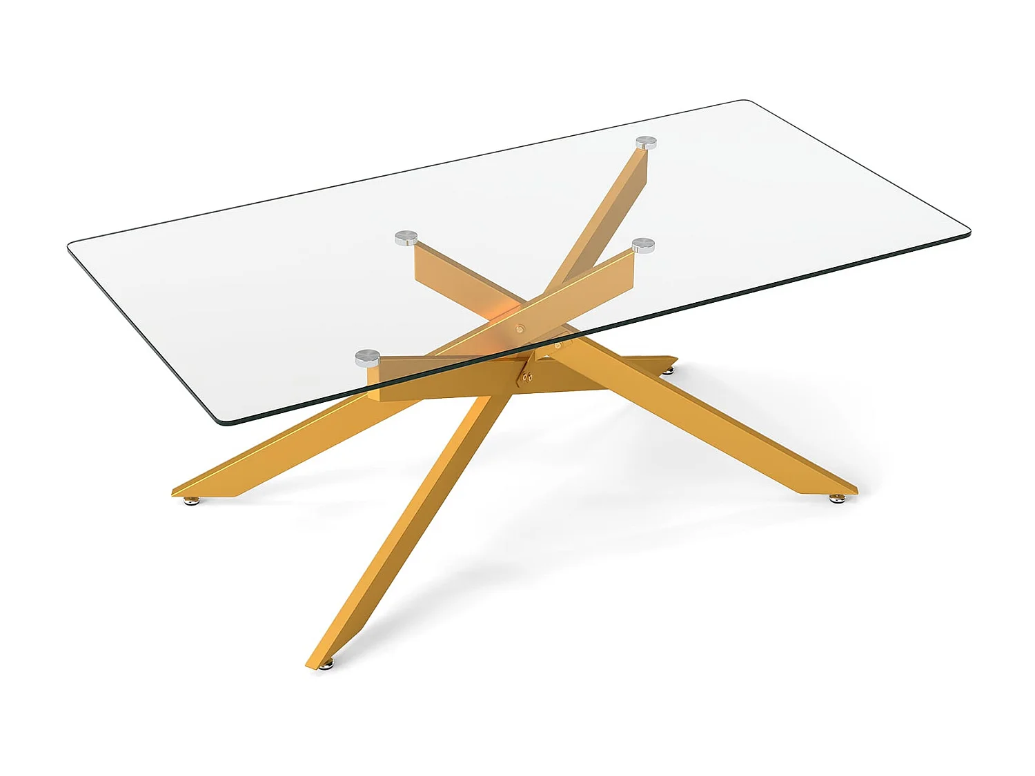 Couchtisch aus Gehärtetem Glas Rechteckiger Glastisch Moderner Kaffeetisch 120 x 60 x 45,5 cm Gold