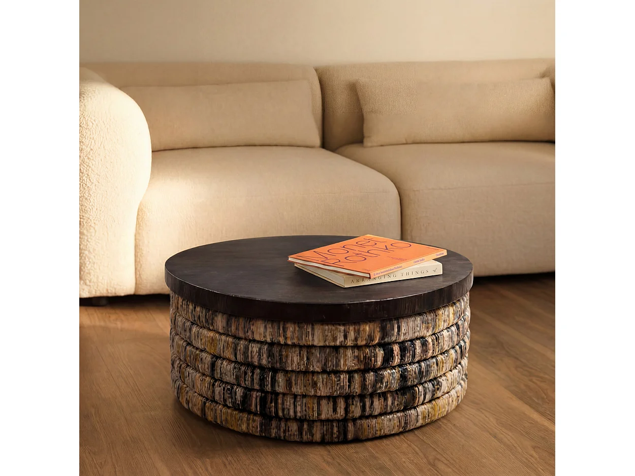 Table Basse Ronde Magani Banana Grey Wash