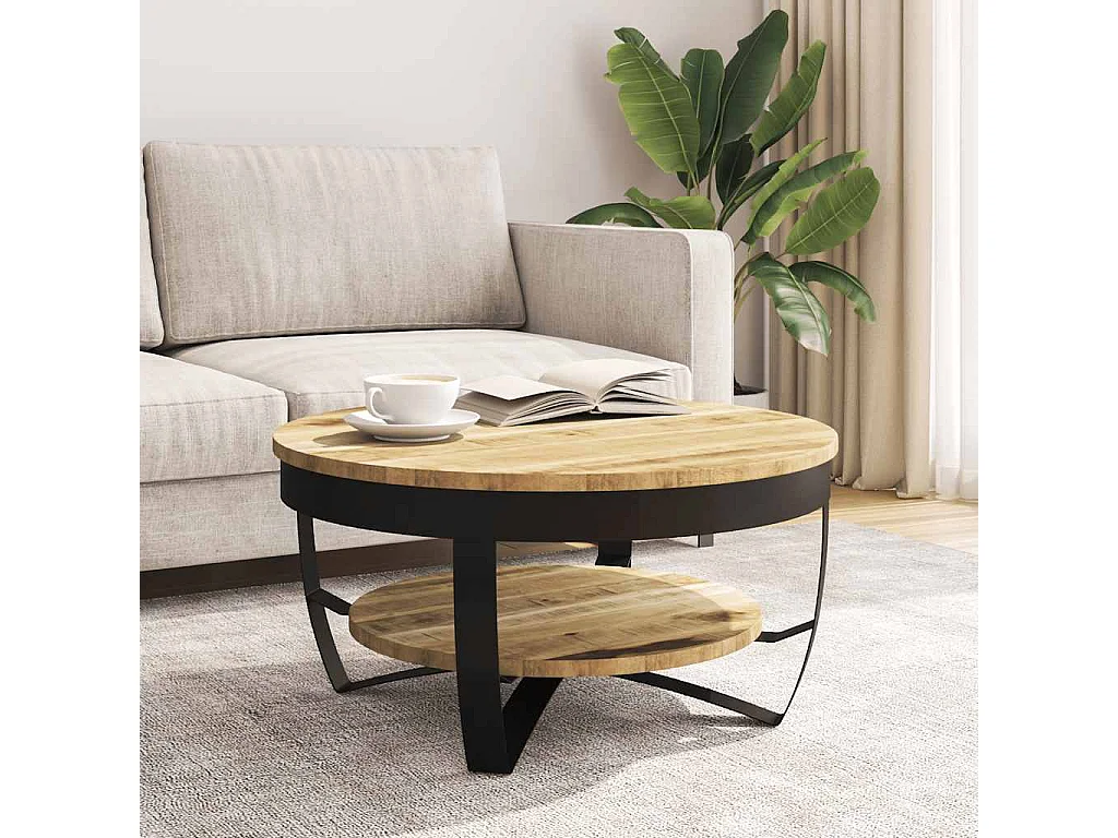 Table basse Bois massif de manguier brut 65x32 cm