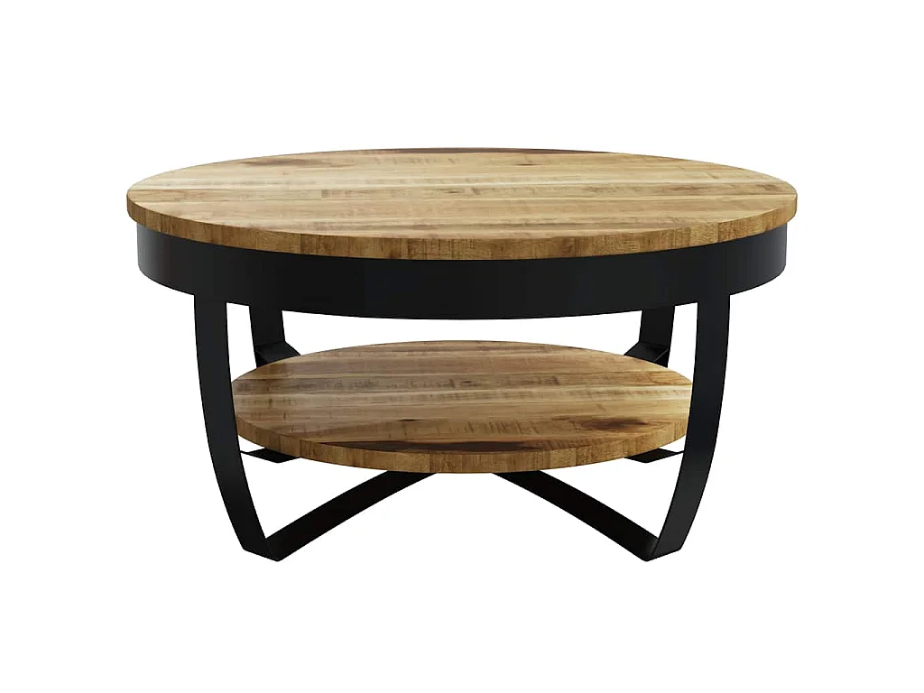 Mesa de centro rugosa de madera de mango, 65 × 32 cm
