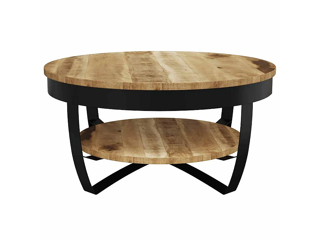 Mesa de centro rugosa de madera de mango, 65 × 32 cm