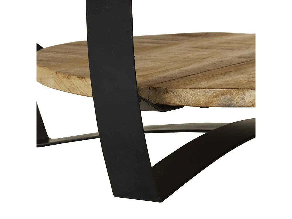 Mesa de centro rugosa de madera de mango, 65 × 32 cm