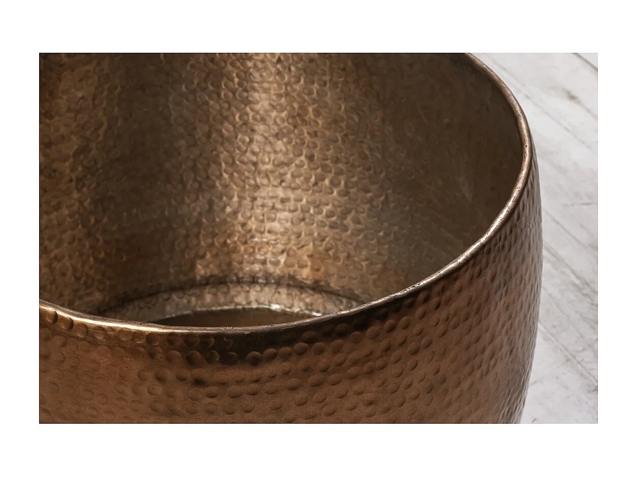 Mesa baja TRIANE cobre 80 cm – Diseño de aluminio martillado brillante