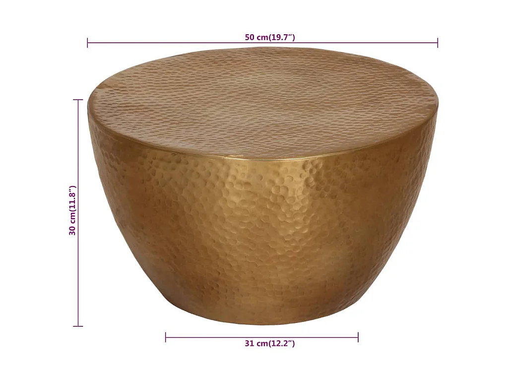 Table basse martelée en aluminium Ø 50 x 30 cm laiton