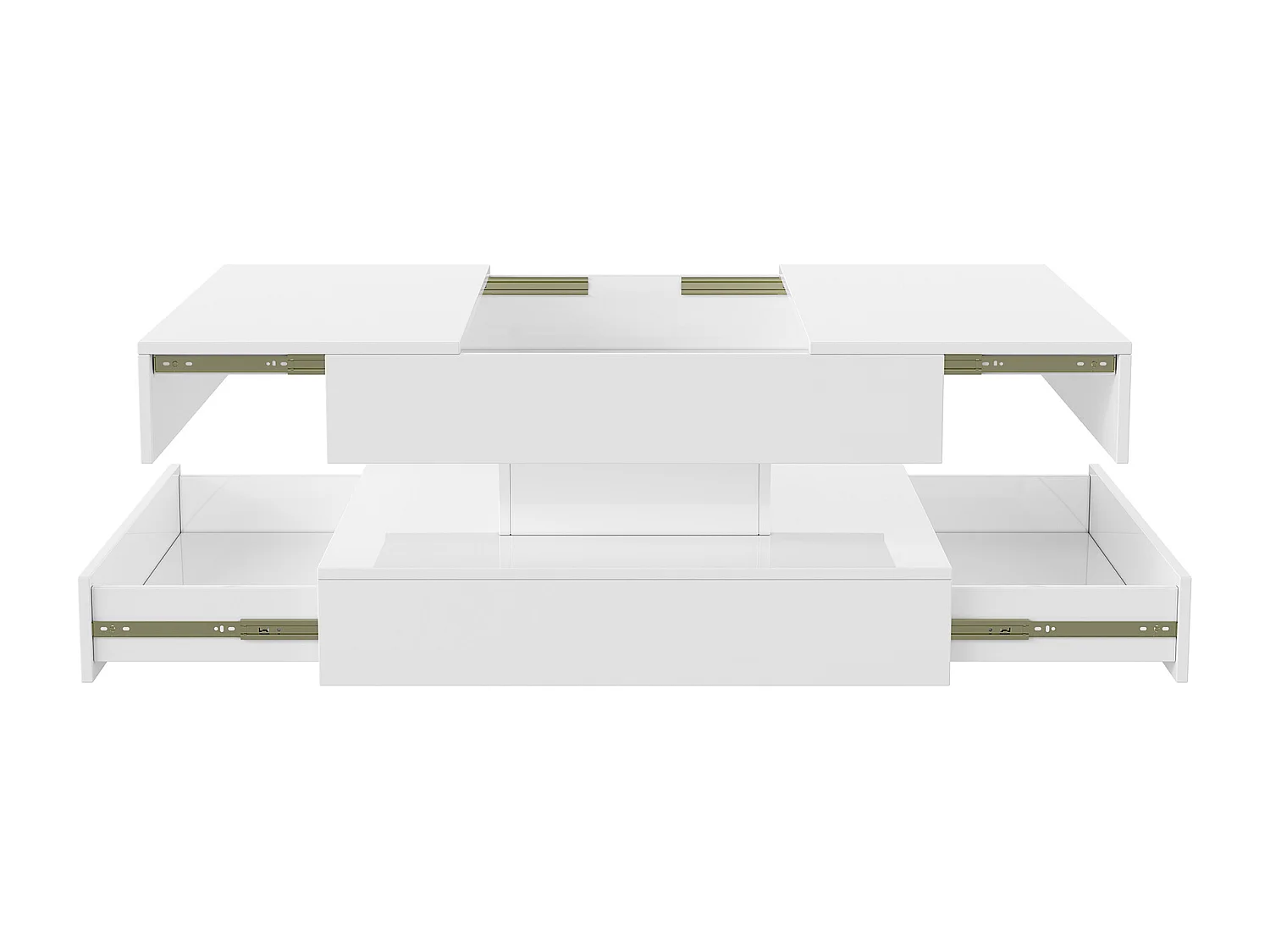 Table basse avec éclairage LED - tiroirs et rangement dissimulé - 78 x 78 x 43 cm - blanc