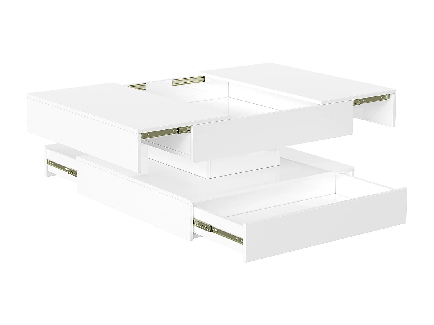 Table basse avec éclairage LED - tiroirs et rangement dissimulé - 78 x 78 x 43 cm - blanc