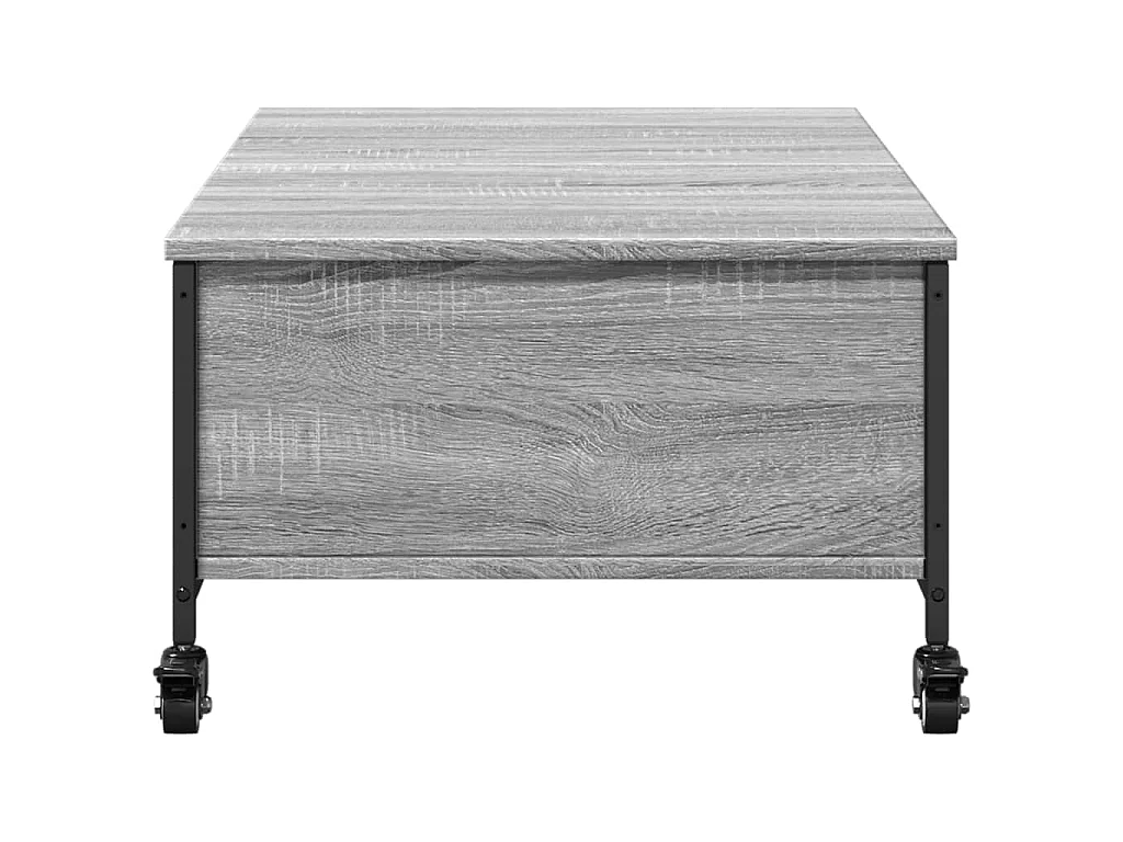 Table basse avec roulettes grise panneau de bois