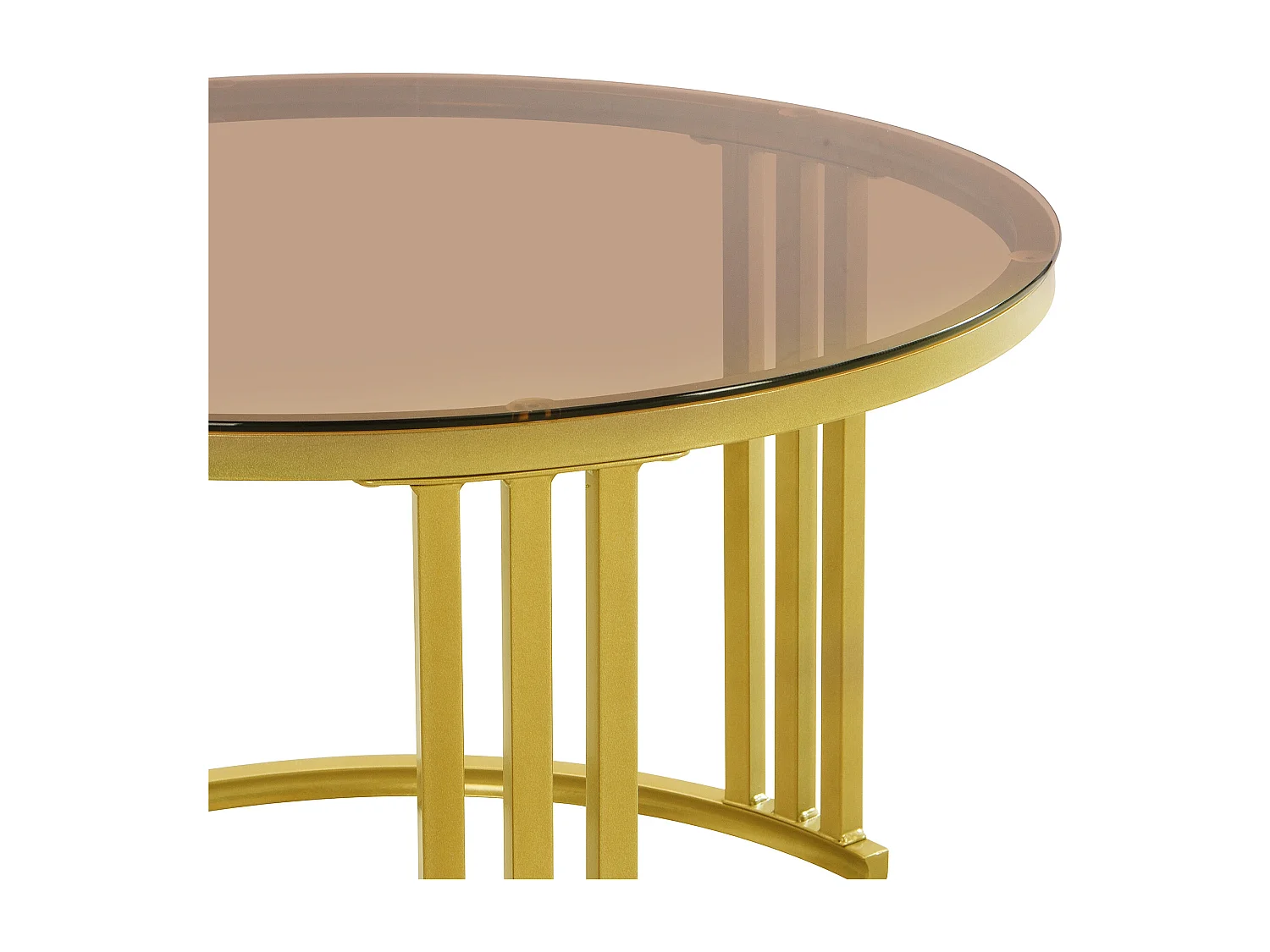 Set of 2 round 2-in-1 coffee tables, side tables in MDF - brown tempered glass top - 2 drawers - 70x70x45 + 50x50x40 cm