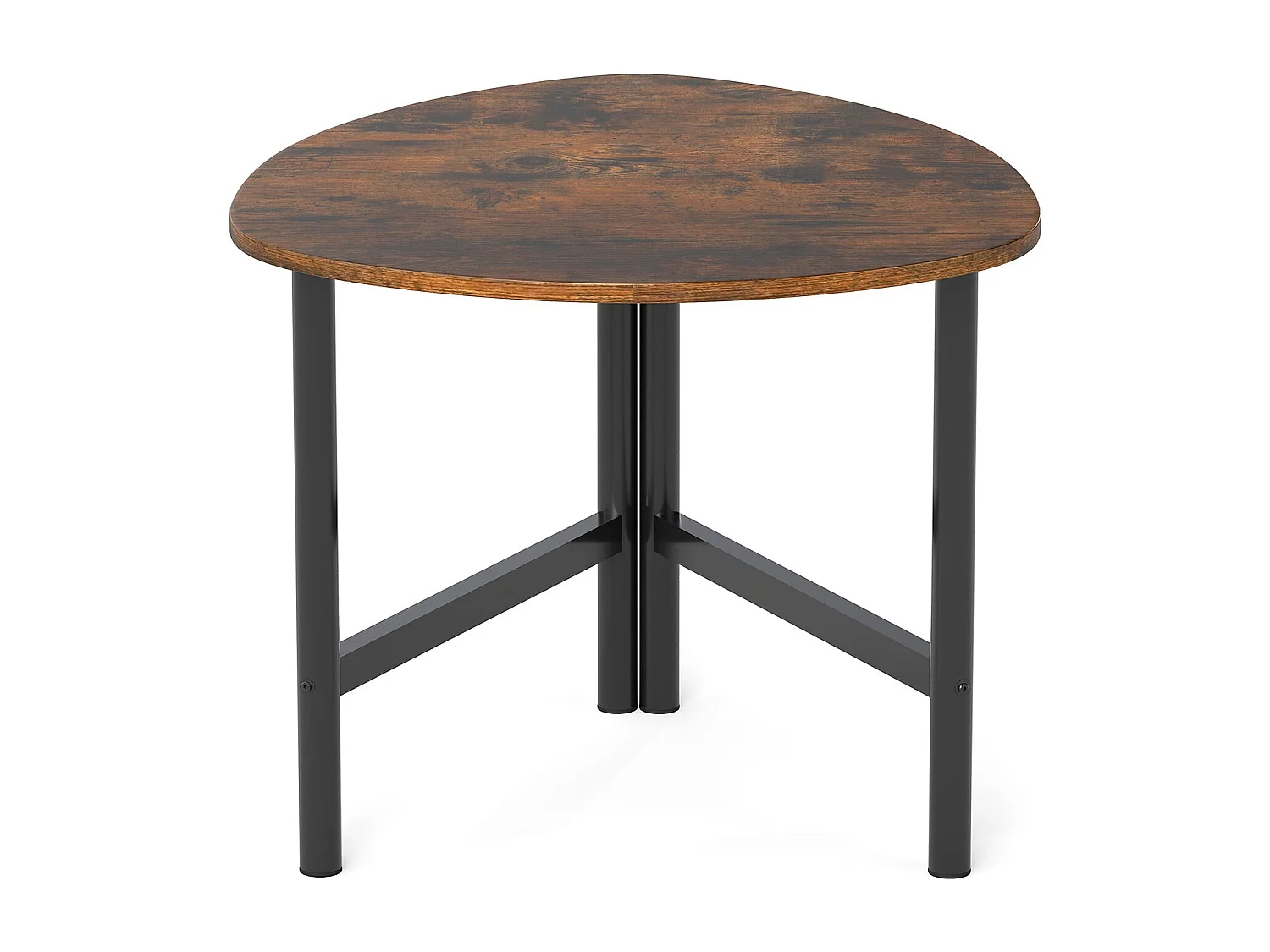 Table basse triangulaire avec pieds en métal Table basse ovale Table d'appoint industrielle Marron rustique