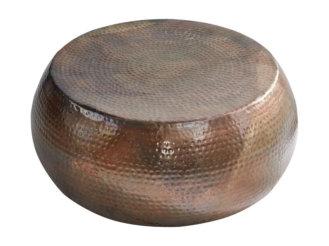 Mesa baja TRIANE marrón 80 cm – Aluminio martillado diseño brillante