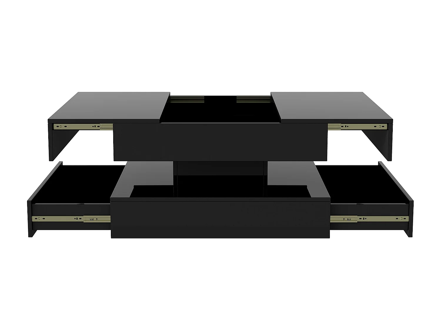 Table basse avec éclairage LED - tiroirs et rangement dissimulé - 78 x 78 x 43 cm - noir