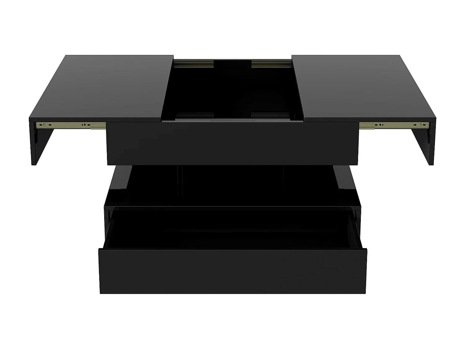 Table basse avec éclairage LED - tiroirs et rangement dissimulé - 78 x 78 x 43 cm - noir