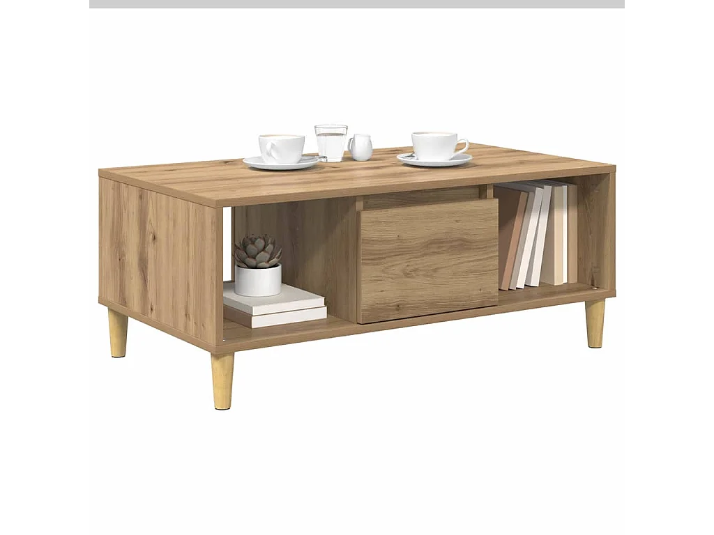 Table basse Chêne artisanal 90 x 50 x 26,5 cm Bois d'ingénierie