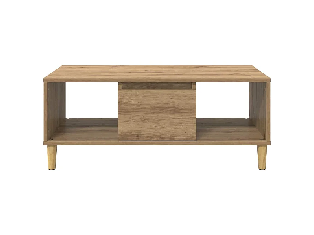 Mesa de centro de roble artisan, 90 × 50 × 26,5 cm