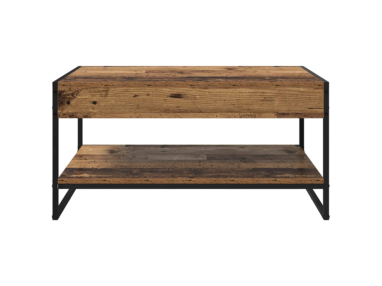 Mesa de centro de madera vieja con tablero de madera 80 × 50 × 40 cm