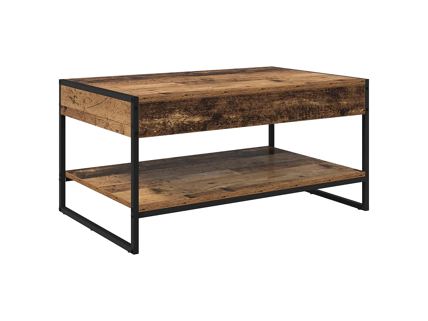 Mesa de centro de madera vieja con tablero de madera 80 × 50 × 40 cm