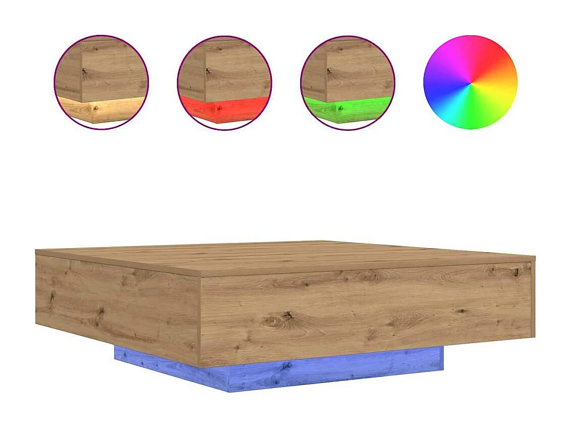 Table basse Chêne artisanal 100 x 100 x 31 cm Bois d'ingénierie