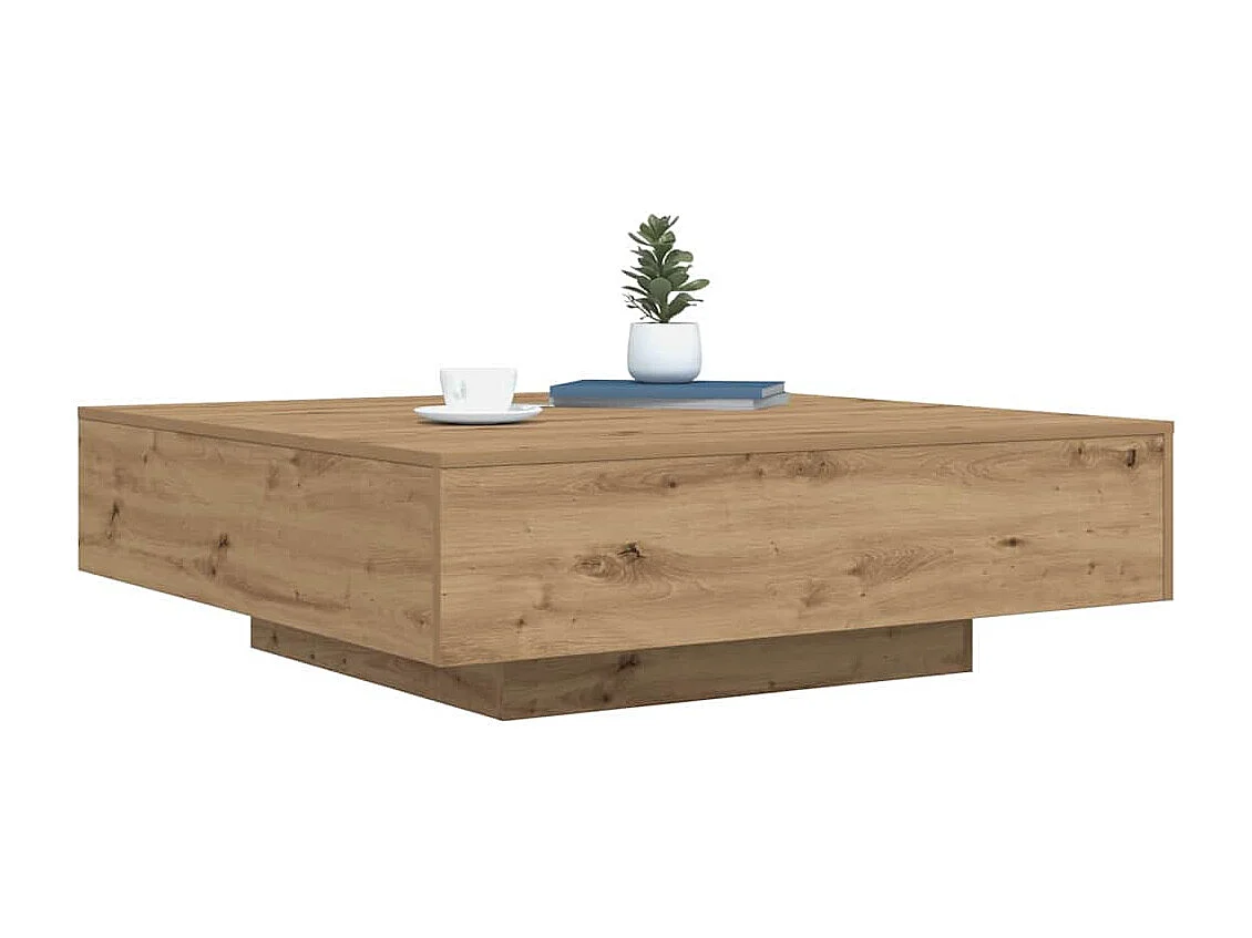 Table basse Chêne artisanal 100 x 100 x 31 cm Bois d'ingénierie