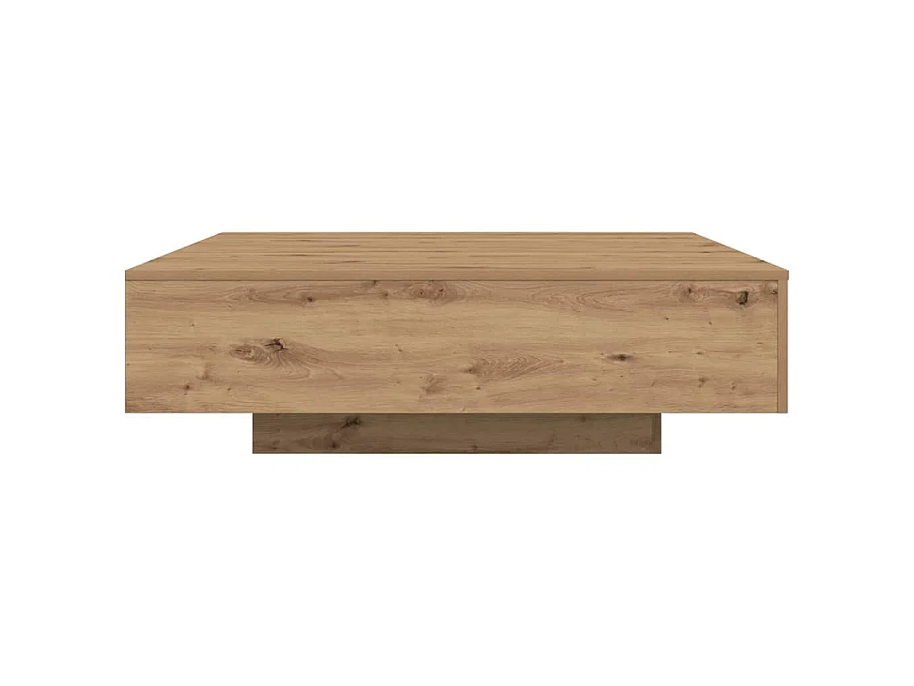 Mesa de centro con luces LED de roble artisan, para salón, 100 × 100 × 31 cm