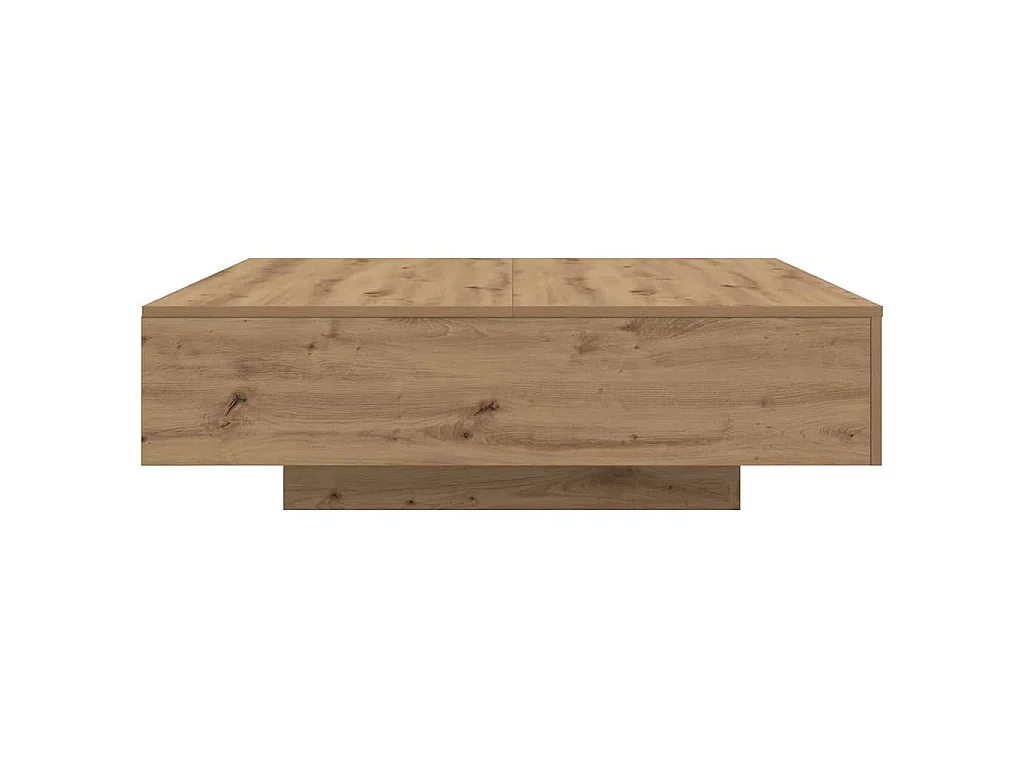 Mesa de centro con luces LED de roble artisan, para salón, 100 × 100 × 31 cm