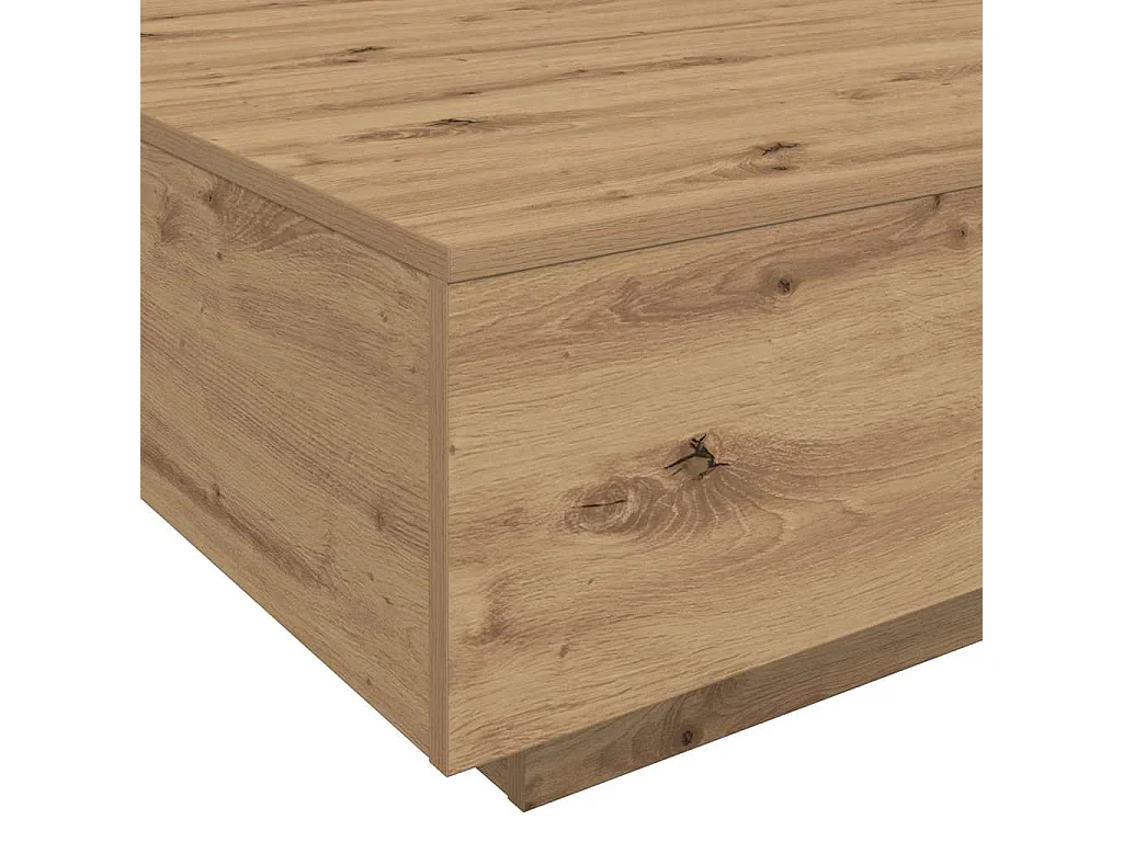 Mesa de centro con luces LED de roble artisan, para salón, 100 × 100 × 31 cm