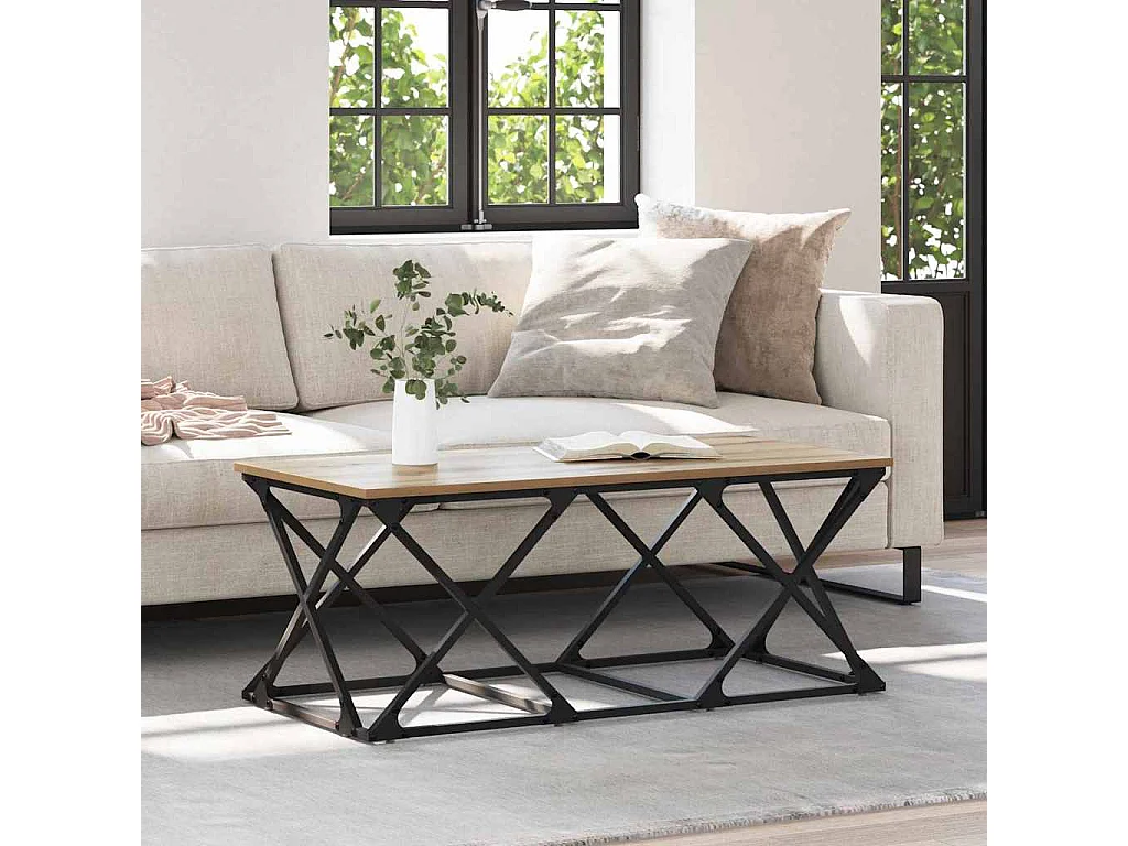 Table basse Chêne artisanal 100 x 49 x 40 cm Bois d'ingénierie