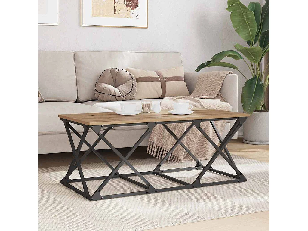 Mesa de centro de roble artisan 100 × 49 × 40 cm