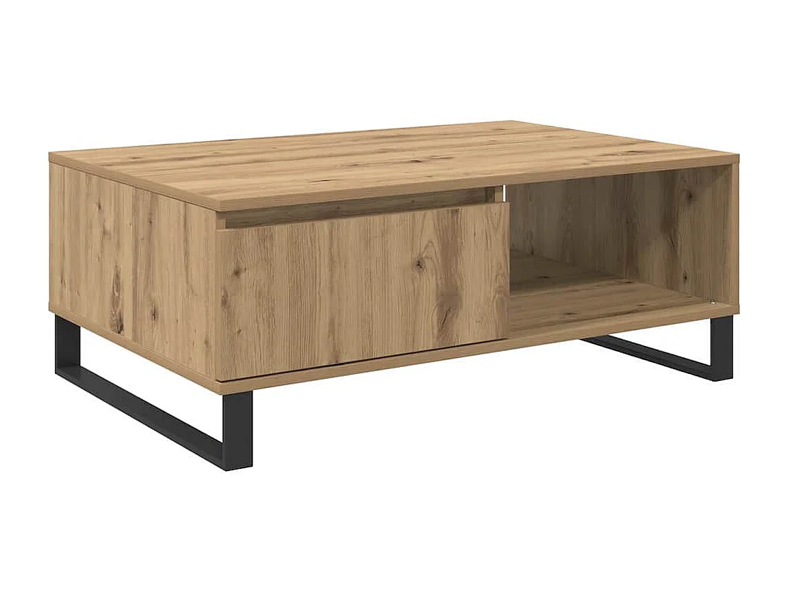 Table basse Chêne artisanal 90 x 60 x 35 cm Bois d'ingénierie