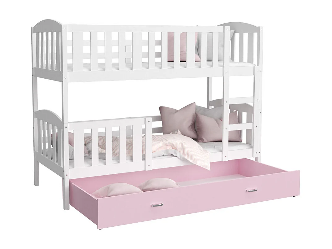 Lit Superpose Nilo 90x190 tiroir Blanc - rose
