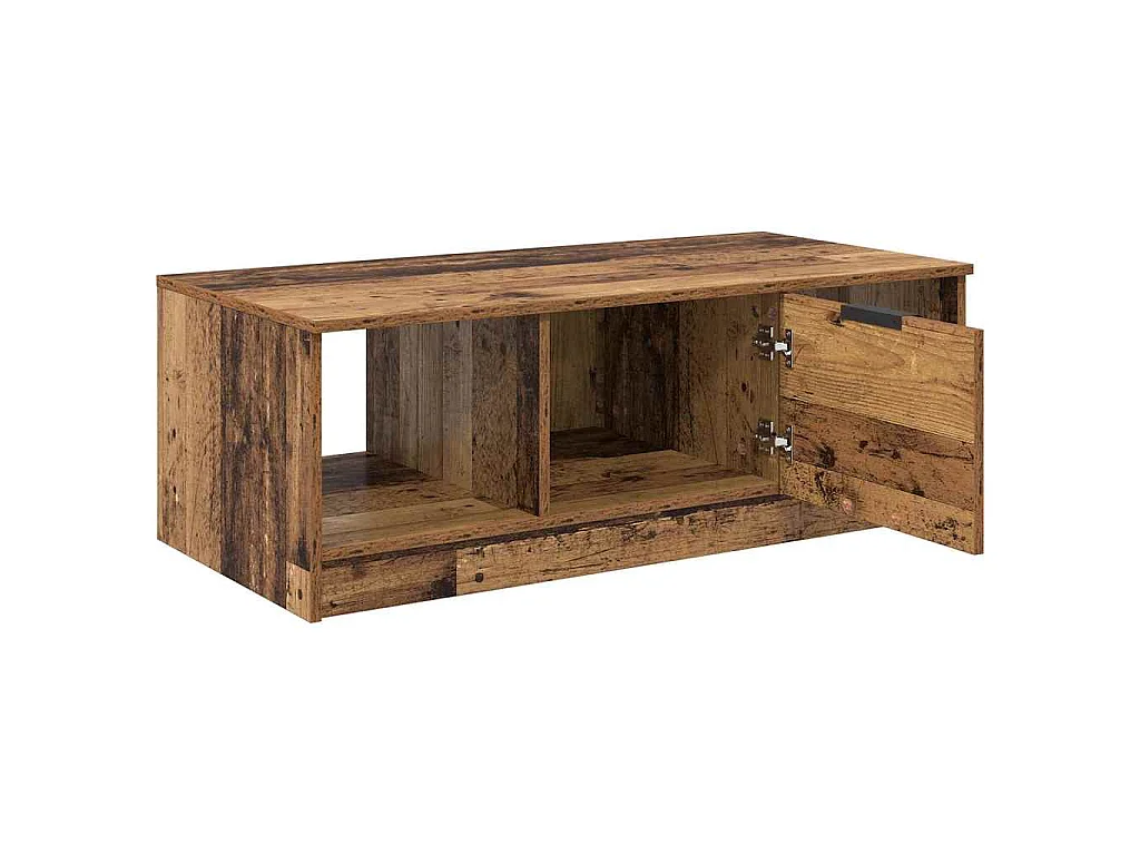 Mesa de centro de madera envejecida, 102 × 50 × 36 cm