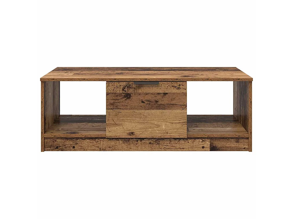 Mesa de centro de madera envejecida, 102 × 50 × 36 cm