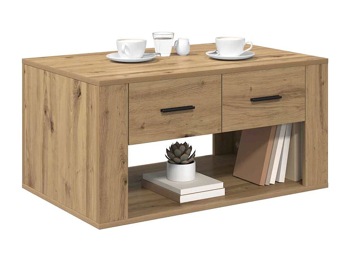 Table basse Chêne artisanal 80 x 50 x 40 cm Bois d'ingénierie